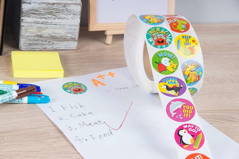100-500Pcs Beloning Stickers Aanmoediging Sticker Roll Voor Kids Motivatie Stickers Met Schattige Dieren Voor Studenten Leraren