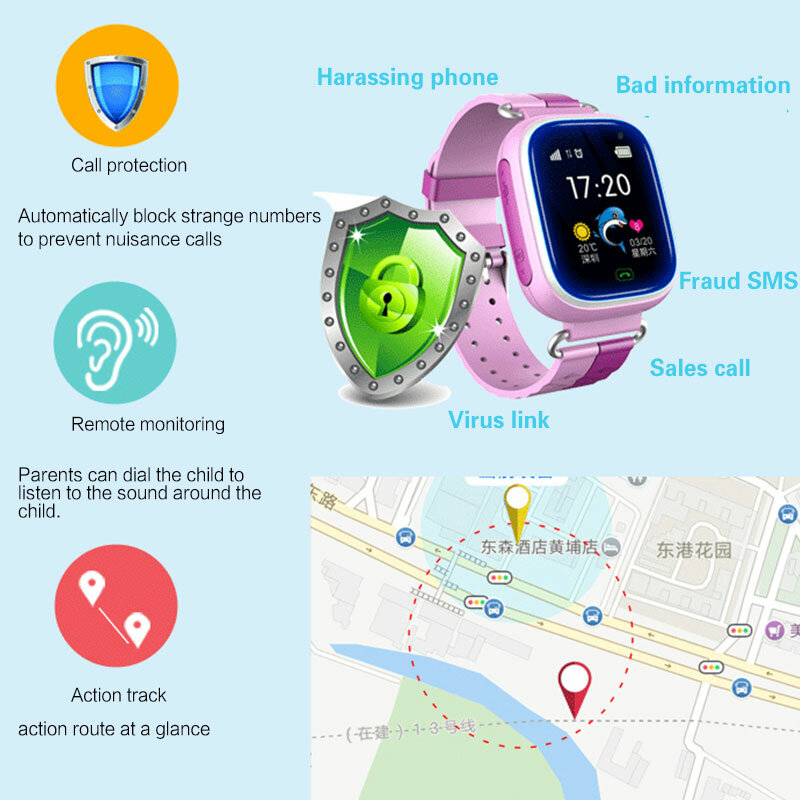 Children's Smart Watch Touch Screen LBS Photo Positioning Phone Call Watch English language support