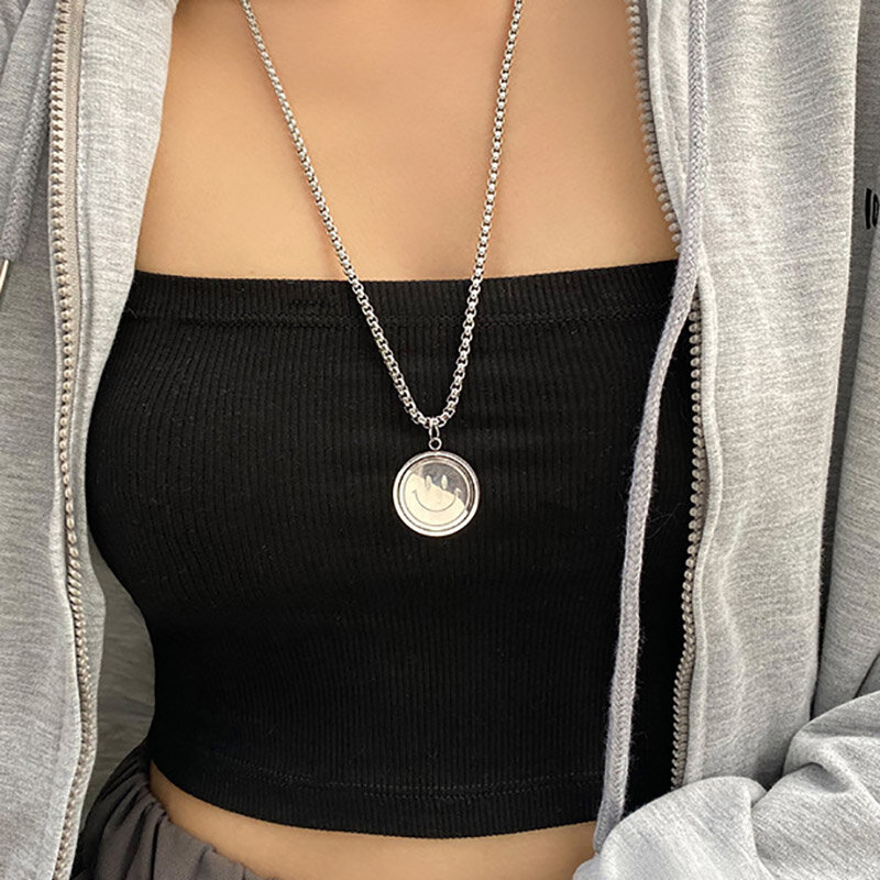 Ожерелье женское из серебра 925 пробы, со смайликом