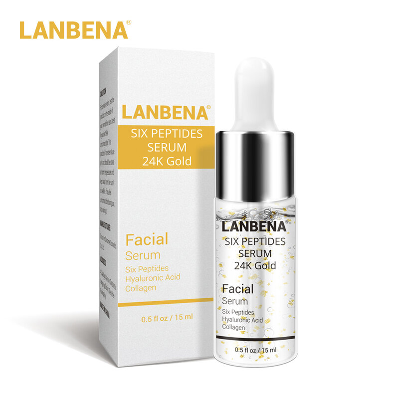 LANBENA 24K Gold Six Peptides Serum Face Mask Anti Wrinkles Ageing Lift Firming Treatment Fine Lines Moisturizing Skin Care