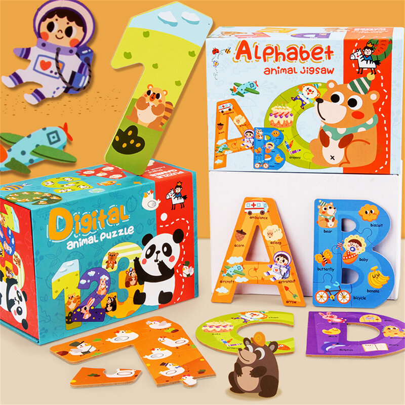 Infant Kognitiven Jigsaw Puzzle Block Frühen Bildung Puzzle Folding Box Numerische Brief Puzzle Jungen und Mädchen Im Alter Von 1-4 jahre Alt