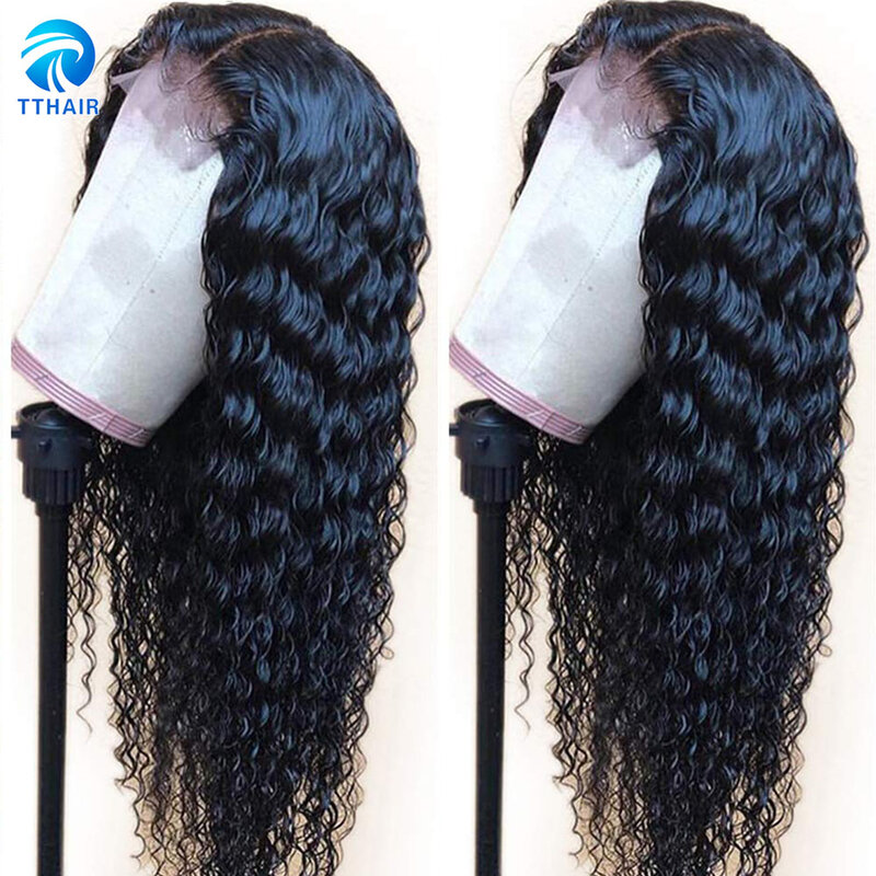 Głęboka fala Frontal peruka koronkowa peruka na przód peruki z ludzkich włosów dla czarnych kobiet 13x4 przód 4x4 zamknięcie peruka peruwiański włosy peruki Remy włosy 150