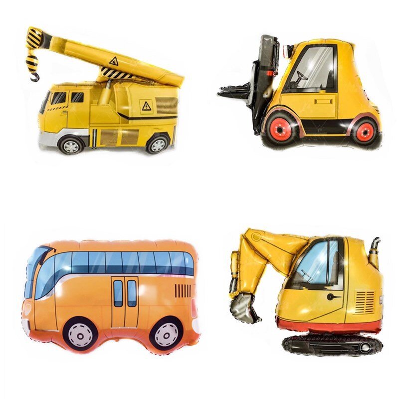 New Large Cartoon Vehicle Album Album Children Toy Excavator Crane Forklift Shape, Birthday Party Baby Bath 1PC
