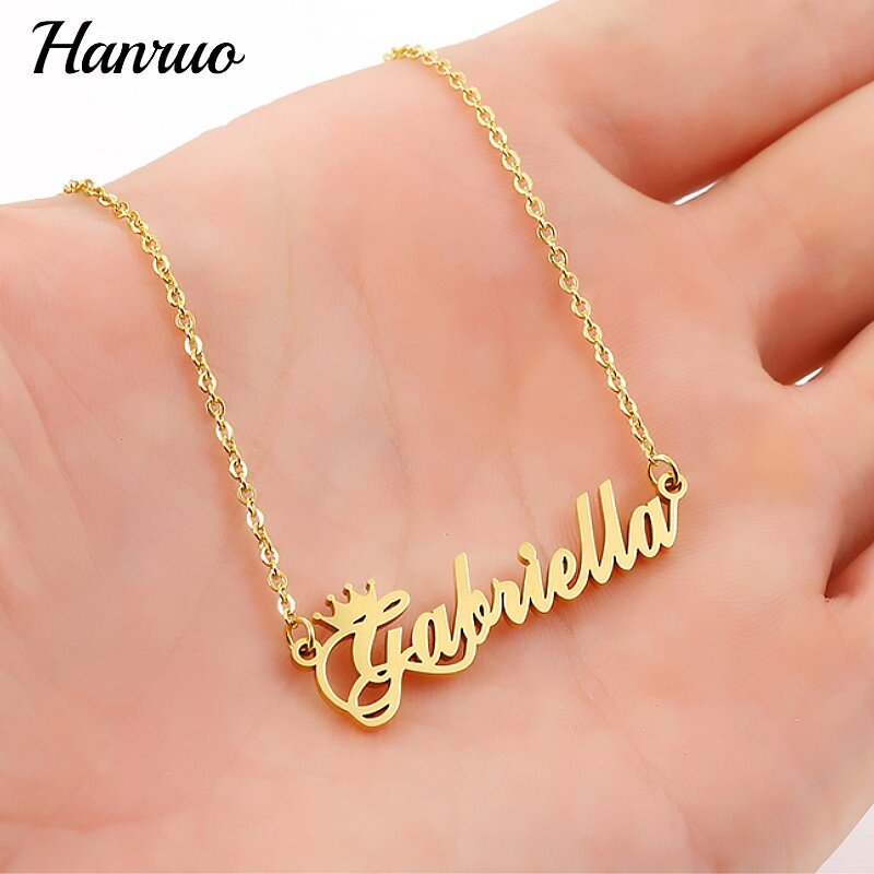 Collana con nome personalizzato lettera personalizzata catena d'oro girocollo collana da donna ciondolo targhetta in acciaio inossidabile regalo di gioielli di moda