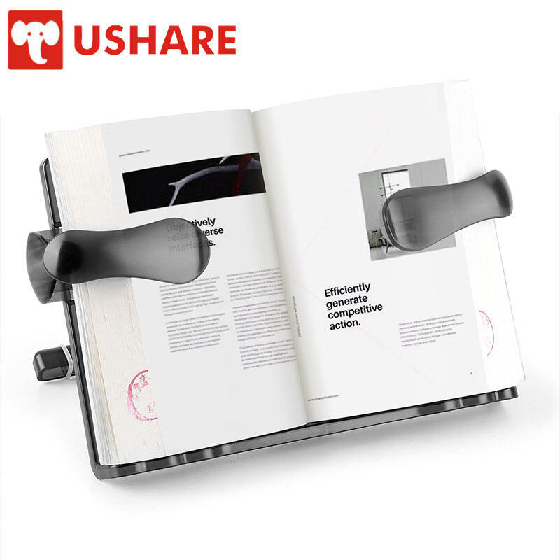 Ushare-estante de lectura grueso, soporte de libro portátil ajustable, giratorio de 180 °, telescópico, para tableta y PC