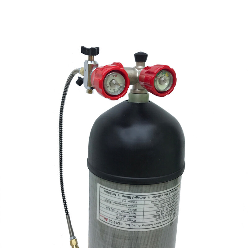 Acecare 9L CE Pcp HPA 4500psi اسطوانة غاز ألياف الكربون للغوص خزان الهواء المضغوط بندقية الهواء Pcp كوندور صمام M18 * 1.5