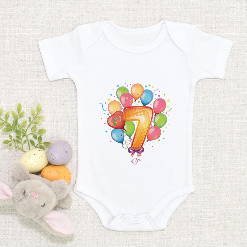 Conjunto de roupas para bebês meninas, 6 meses, balões finos, estampados, tendência coreana, macacão de bebê, meninas, manga curta, gola redonda, venda imperdível