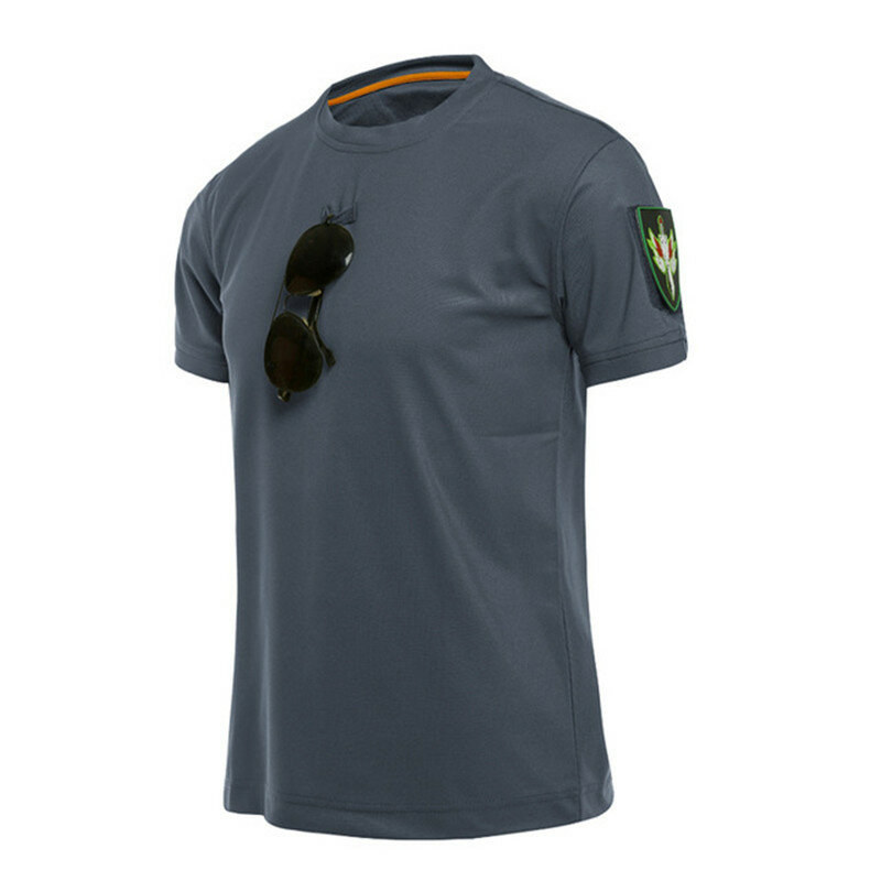 T-shirt da esterno top da uomo allentato plus size casual T-shirt da allenamento a maniche corte elasticizzate e ad asciugatura rapida campo
