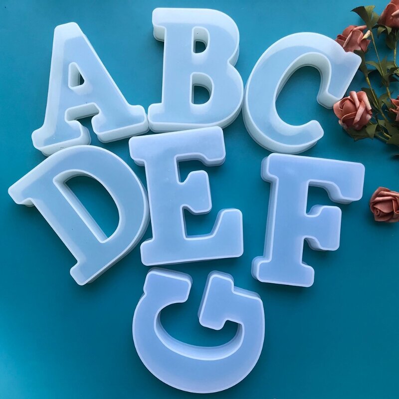 Molde de silicona con letras del alfabeto inglés, Molde de resina para decoración del hogar, con inicial de vela, joyería creativa hecha a mano