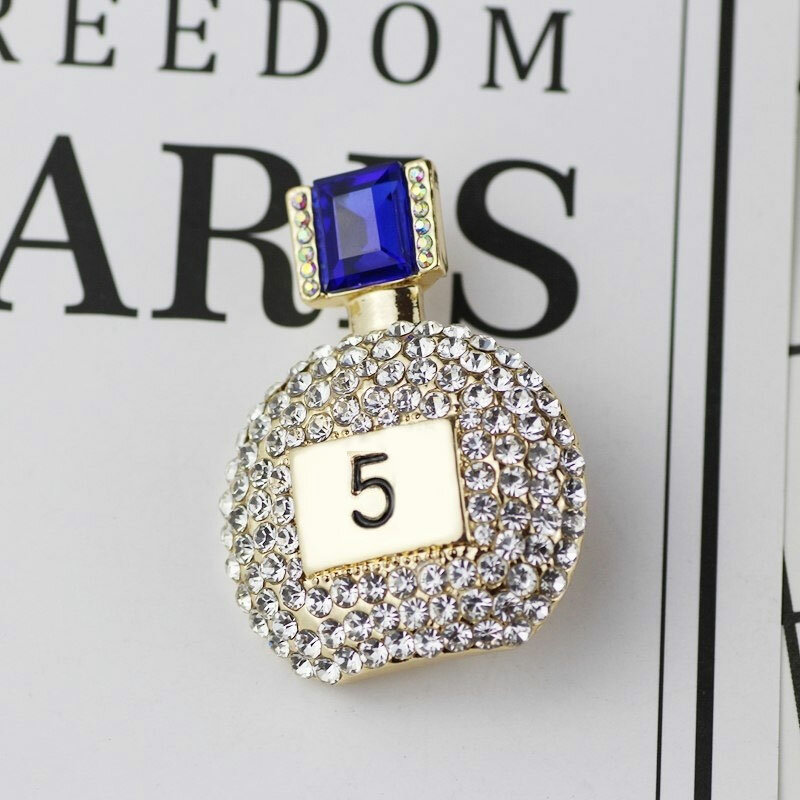 Fashion luxury brooch full rhinestone Number 5 perfume bottle party wedding brooch gift for women