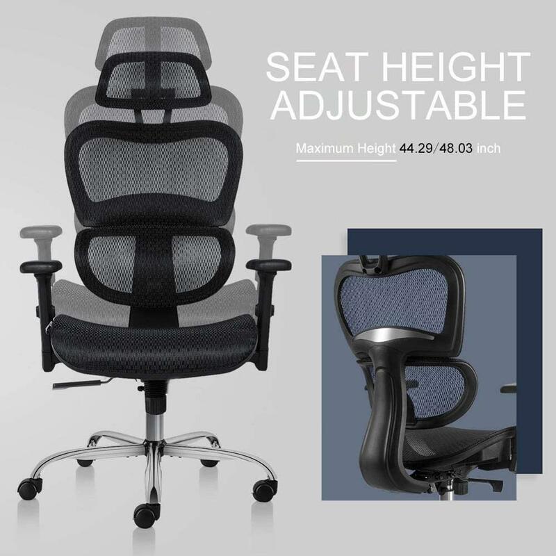 Ergonômico para cadeira de escritório com encosto alto, ajustável, apoio de cabeça e apoio de braços, cadeira gamer, computador