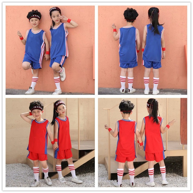 Conjunto de roupas de basquete infantil, uniforme de 2 a 14 anos de idade, roupa esportiva leve e de manga curta para o ar livre