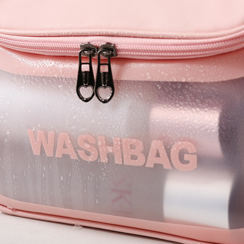 Bolsa de almacenamiento de viaje para mujer, neceser de PVC impermeable, transparente, portátil, con cremallera