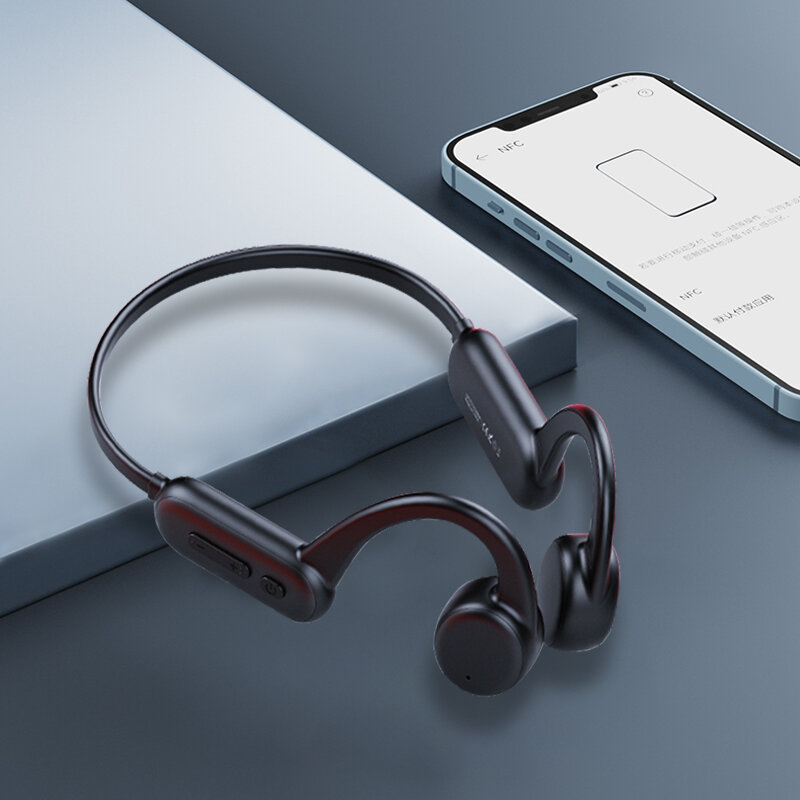 Adzuki Bean Bone Conduction ชุดหูฟังไร้สาย Bluetooth 5.0-ใช้งานร่วมกับหูฟัง IPX8ว่ายน้ำกันน้ำกีฬาหูฟัง