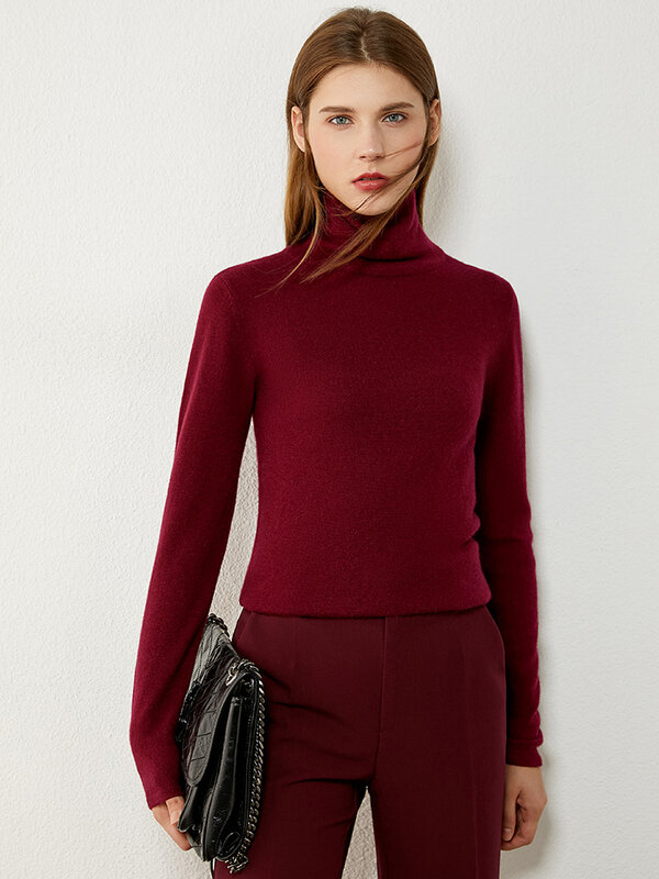 Amii Minimalism Autumn Winter Fashion Women's sweater Causal Solid Cashmere Women's turtleneck Sweater Pullover Tops 12020346