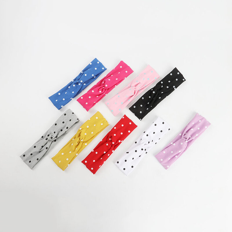 HOT Baby Headband Cross Top Knot Elastic Hair Bands Soft Dots Girls Hairband Hair Accessories Twisted Knotted Cotton Headwrap