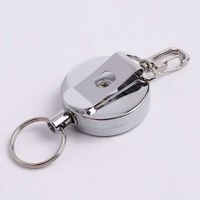 Retractable Pull Keyring ID Card Badge Holder Metal Wire Key Chain Ring Belt Clip Lanyard for Keys
