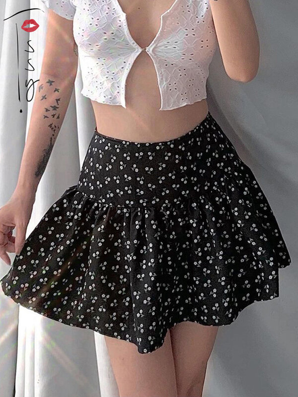 Tossy-minifalda plisada de cintura alta para mujer, Falda corta con estampado Floral bohemio, estilo escolar, 2022