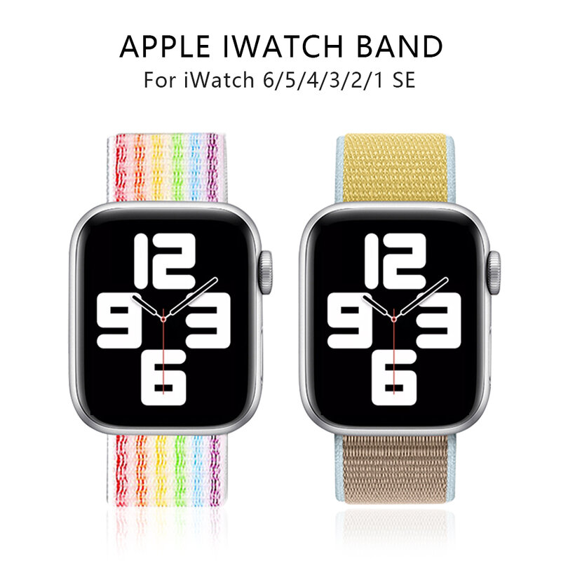 Correa de nailon para Apple watch, pulsera deportiva de 38mm, 40mm, 44mm y 42mm para iwatch Series se 7654321