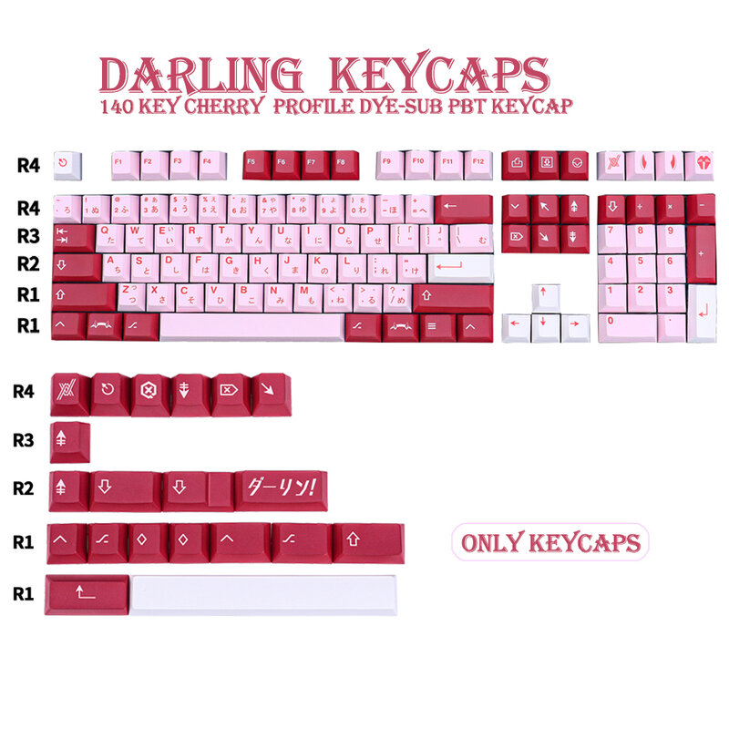 PBT tastenkappen 140 Schlüssel Kirsche Profil DYE SUB Personalisierte Japanischen Liebling Keycap Für Cherry MX Schalter Mechanische Tastaturen