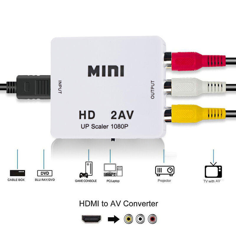 COOL DIER-convertidor HDMI compatible con AV, RCA, AV/CVSB, L/R, caja de vídeo HD 1080P, 60Hz, HDMI2AV, compatible con salida NTSC PAL, HDMIAV, nuevo