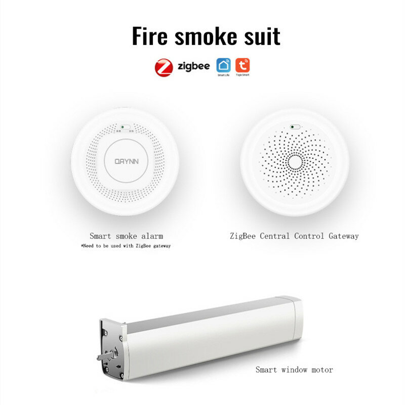 ZigBee-Sensor de alarma de humo Tuya Smart Life, Detector de humo, combinación de sistema de seguridad