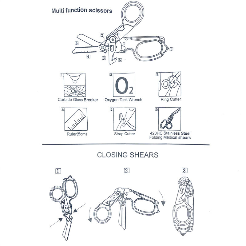 Raptor Emergency Response Shears multifunctional scissors with Strap Cutter and Glass Breaker with MOLLE Compatible Holster