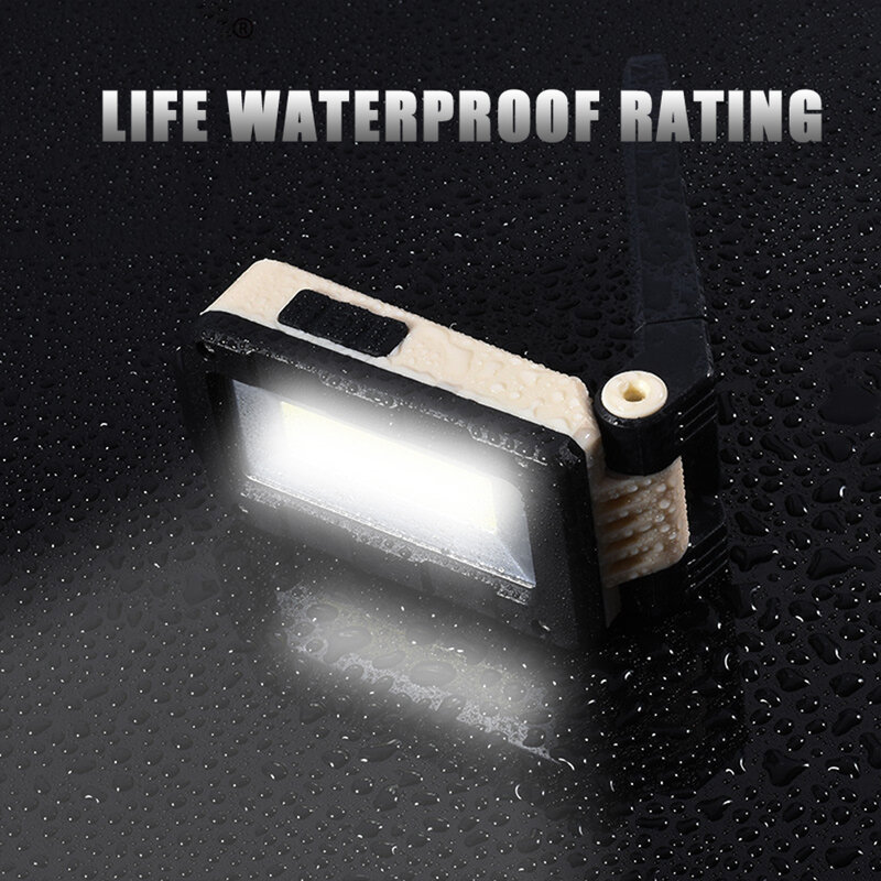 COB Work Light USB Rechargeable LED Flashlight 180 Degree Adjustable Multifunctional Portable Bottom Magnet Design Camping Light