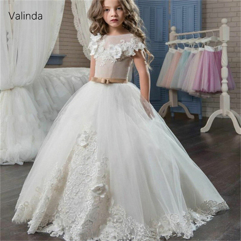 Платья для маленьких принцесс с цветами для девочек, свадебные платья для девочек, детская одежда
