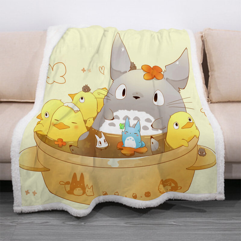 Couverture 3D en molleton avec dessin animé mon voisin Totoro pour enfants, imprimée, lit chaud, pour nouveau-né, bayby 05