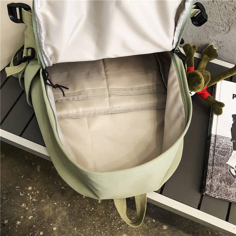 Fashion Multiple Pocket Waterproof Nylon Women Backpack High Quality Insert Buckle Unisex Student Schoolbag Lovely Book Mochilas