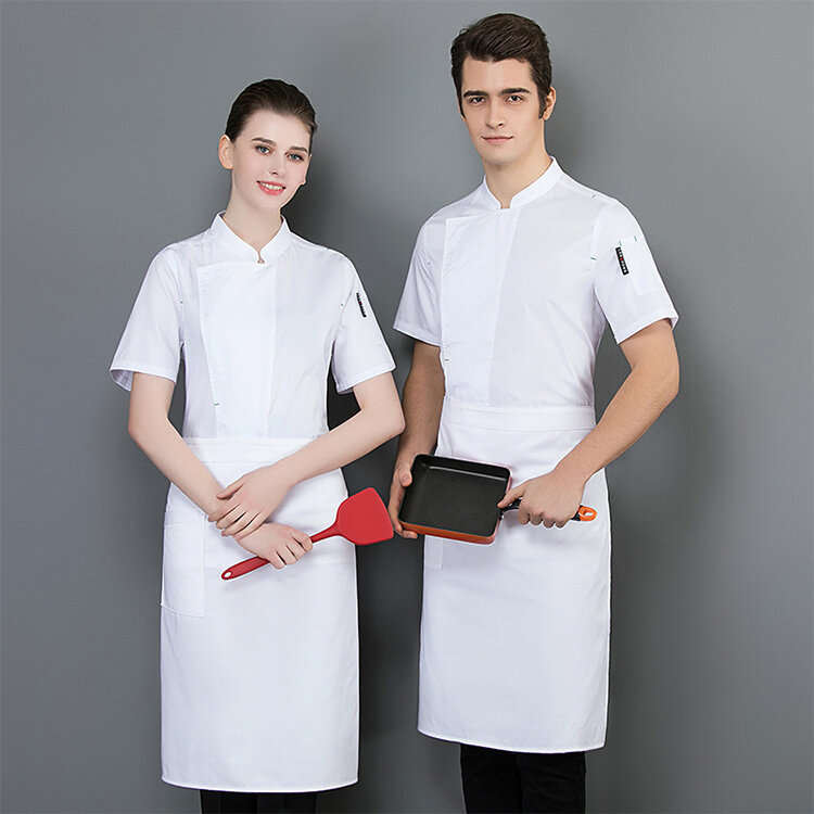 ผู้ชายผู้หญิงร้านอาหารทำอาหารแจ็คเก็ตโรงแรม Chef ห้องครัว Uniform แขนสั้น Cafe ซูชิ Waiter Workwear เสื้อผ้าทำอ...