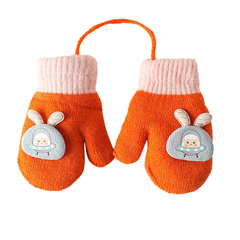 Graziosi guanti a doppia maglia di lana per bambini guanti invernali per bambini da 1 a 4 anni guanti da maglia spessi 