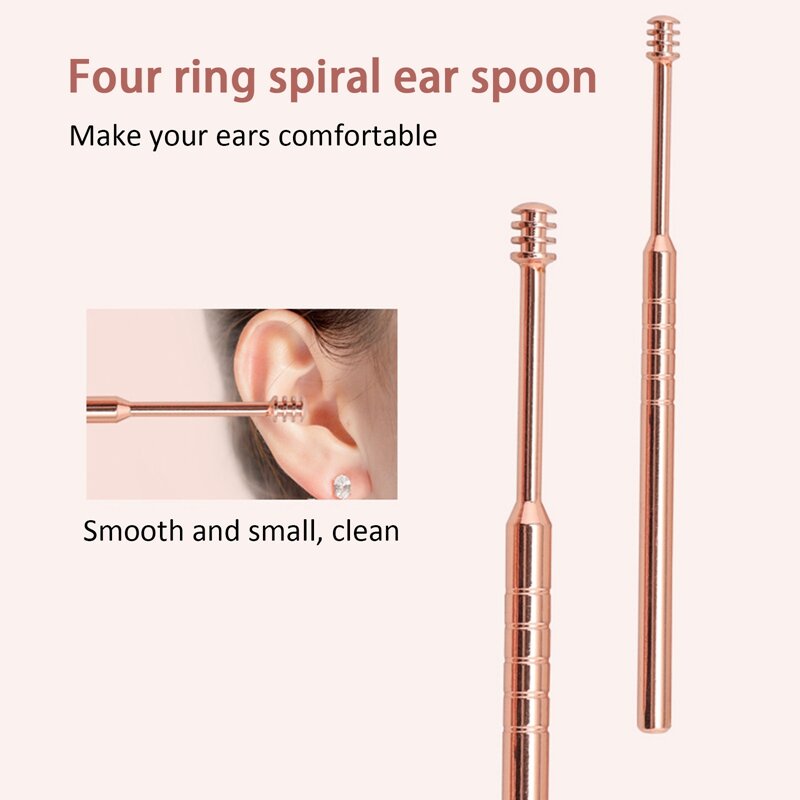 6Pcs/set Ear Wax Pickers Stainless Steel Ear Pick Wax Remover Ear Pick Cleaner Ear Cleaner Spoon Care Ear Swab Clean Tools