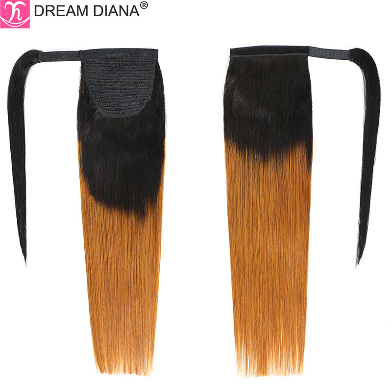 Dreamdiana 100% Human Hair Straight Paardenstaart Remy Ombre Braziliaanse Haar Wrap Around Trekkoord Paardenstaart Clip In Hair Extension