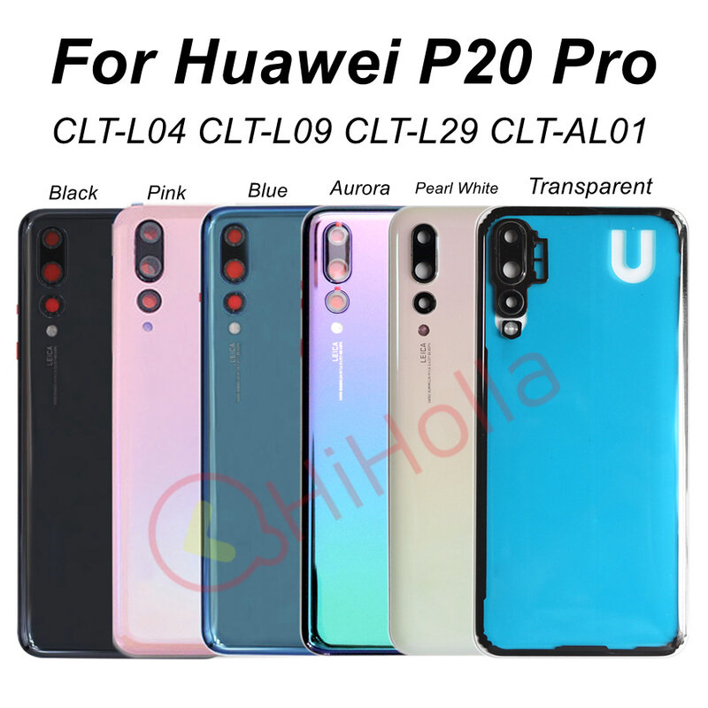 Back Glass Cover For Huawei P20 Pro Back Cover Battery Door Glass P20 Lite Rear Housing Panel Case With Camera Lens Replacement