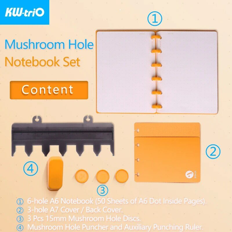 Kw-trio Mushroom Hole Puncher Set dziurkacz do papieru maszyna Mushroom Hole Notebook dyski Loose-leaf Book Cover Disc Binding Supplies