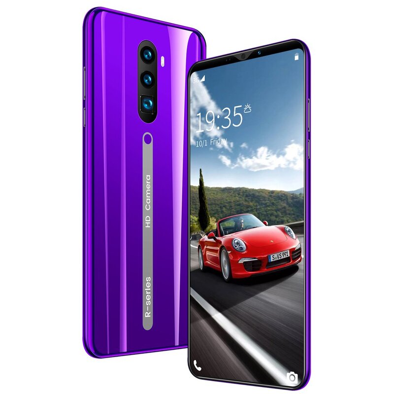 Rino3 Pro – Téléphone portable Android avec écran de 5,8 pouces, smartphone de couleur unie et de forme cool, livraison directe, violet, goutte d'eau