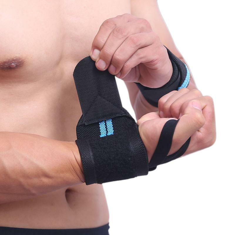 1 pçs levantamento de peso pulseira de apoio de pulso ginásio treinamento barra de fitness acolchoado pulso polegar cinta envoltório