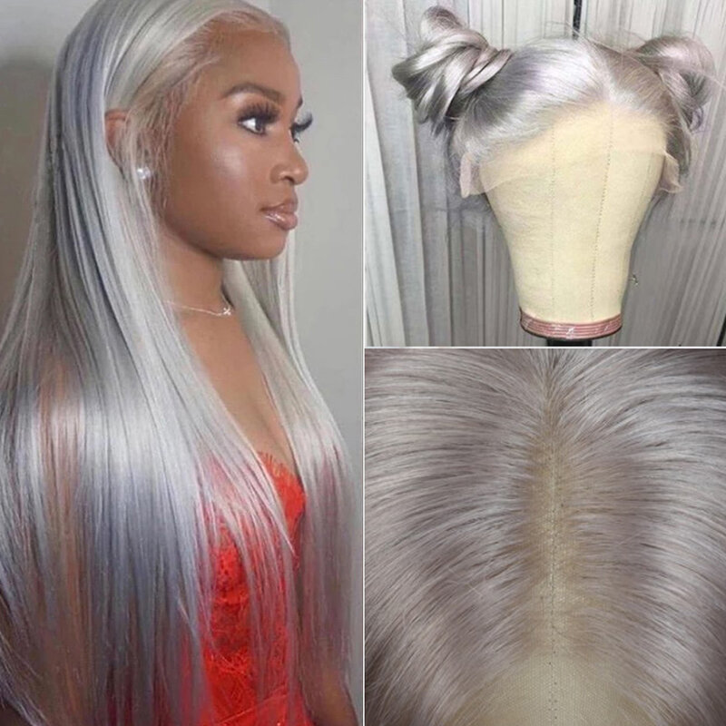 Babyhair-Peluca de cabello sintético para mujeres negras, postizo de encaje frontal liso, rubio platino, 26 pulgadas de largo, resistente al calor, Cosplay diario