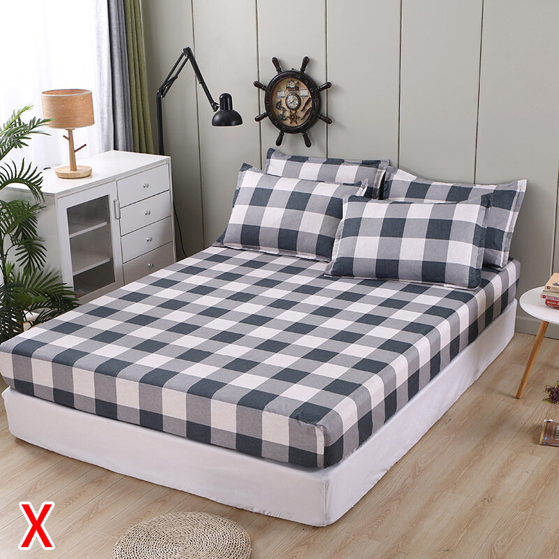 1pcs 100%Polyester Printed Fitted Sheet Mattress Cover Four Corners With Elastic Band Bed Sheet