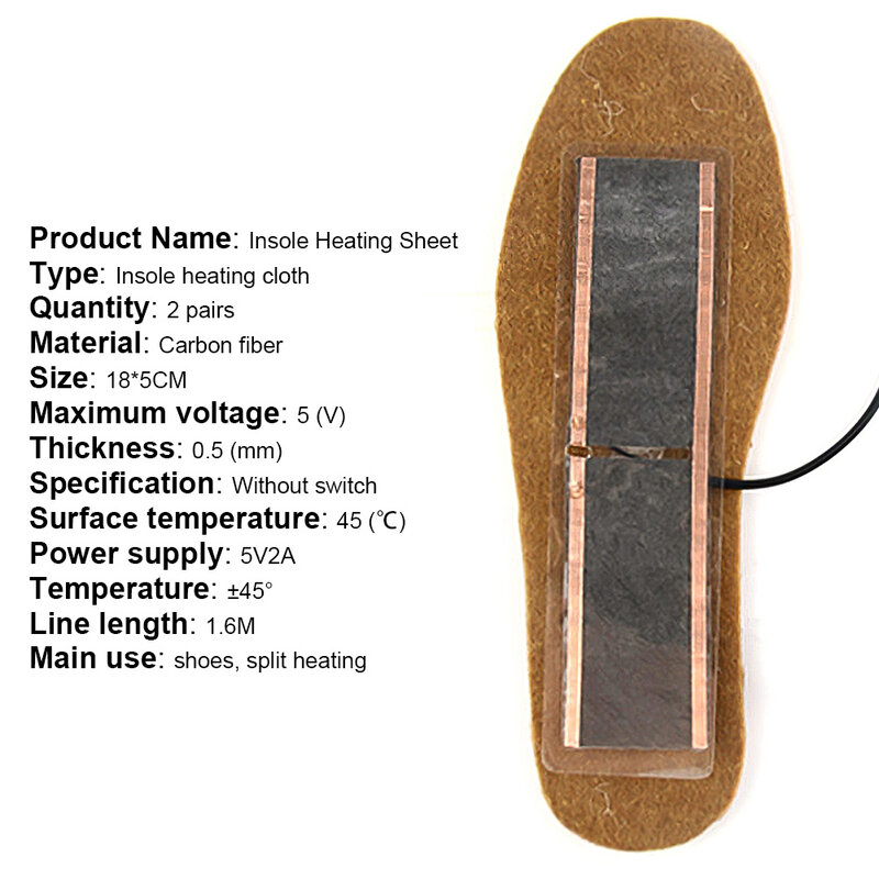 Hoja de calefacción de la plantilla se puede plegar para mantener los zapatos calientes, accesorios, película de calefacción de fibra de carbono dividida, alivia los pies fríos