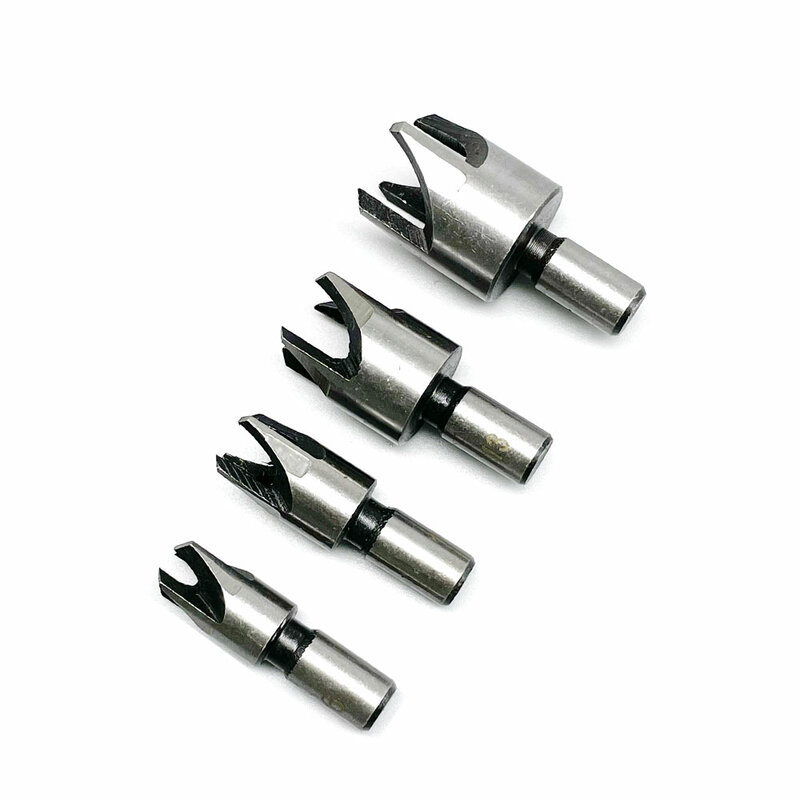 BINOAX 4pcs Plug Cutter Drill Bit Set 1/4" 3/8" 1/2" 5/8" Woodworking Wood Plug Cutter Cutting Tools