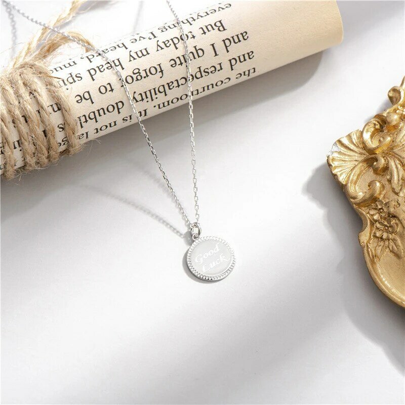 Sodrov Collar de plata de ley 925 colgante para las mujeres suerte collar con escritura de alta calidad de plata 925 colgante de joyería