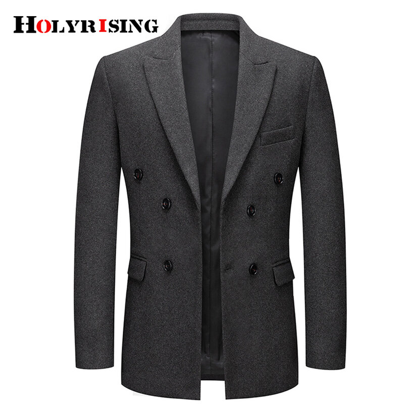 Holyrising-abrigos de lana con doble botón para hombre, abrigo cálido de negocios, prendas de vestir de mezcla de lana, 3xl, 19367
