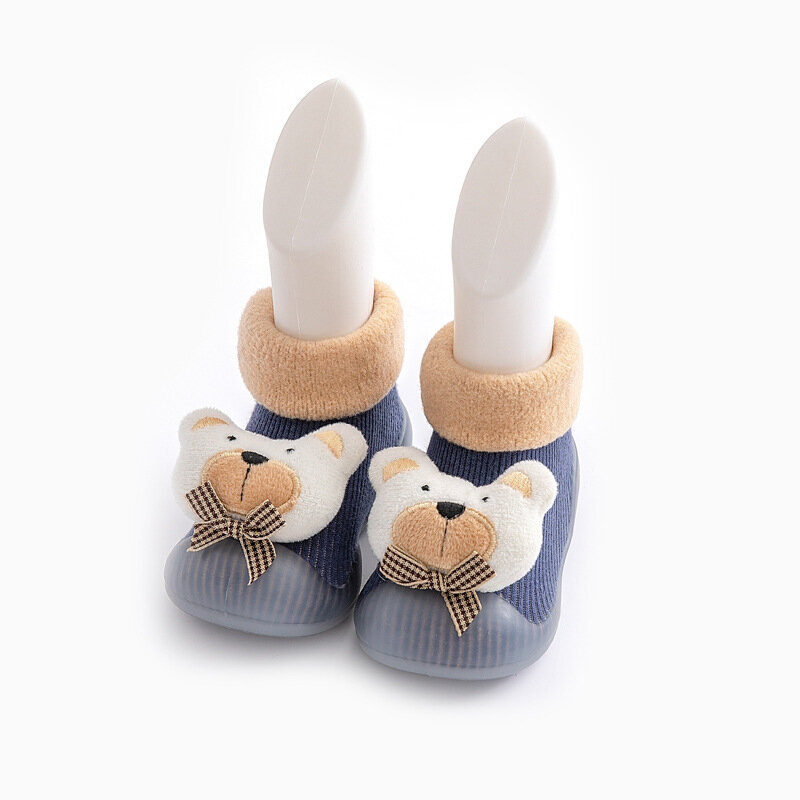 赤ちゃん用の厚手のコットンソックス,0〜3歳の子供用の動物が付いた滑り止めの靴
