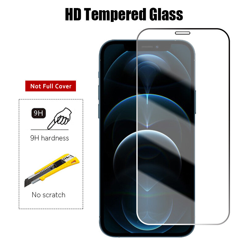 Film de protection d'écran 9H, en verre trempé, pour IPhone 12 11 7 8 6 6S 5 5s XS Plus Pro Max XR SE 2020 X