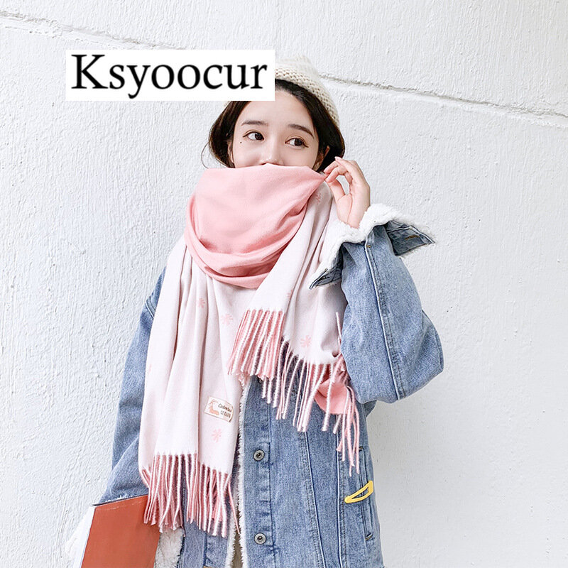 Ksyoocur-bufandas cálidas de Cachemira para mujer, chales de moda de sección larga para otoño e invierno, tamaño de 200x70cm, 2020