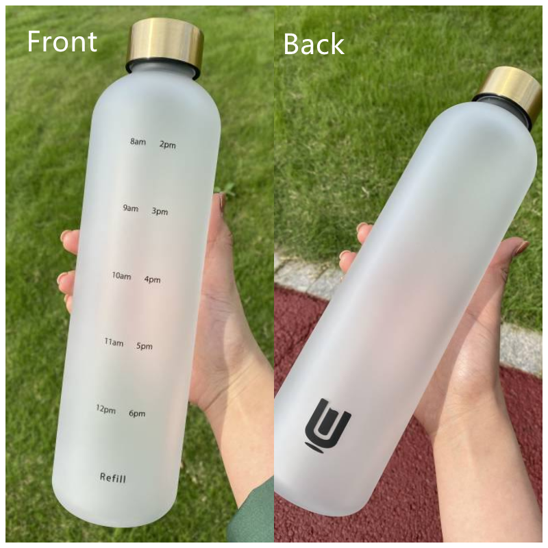 lehom 1 litros motivacionales Botella de agua con las marcas de tiempo Deportes Botella de agua