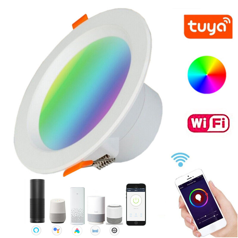 RGB светодиодный светильник, WiFi, умный потолочный светильник для телефона, приложение для управления, Теплый Холодный белый, меняющий цвет от...